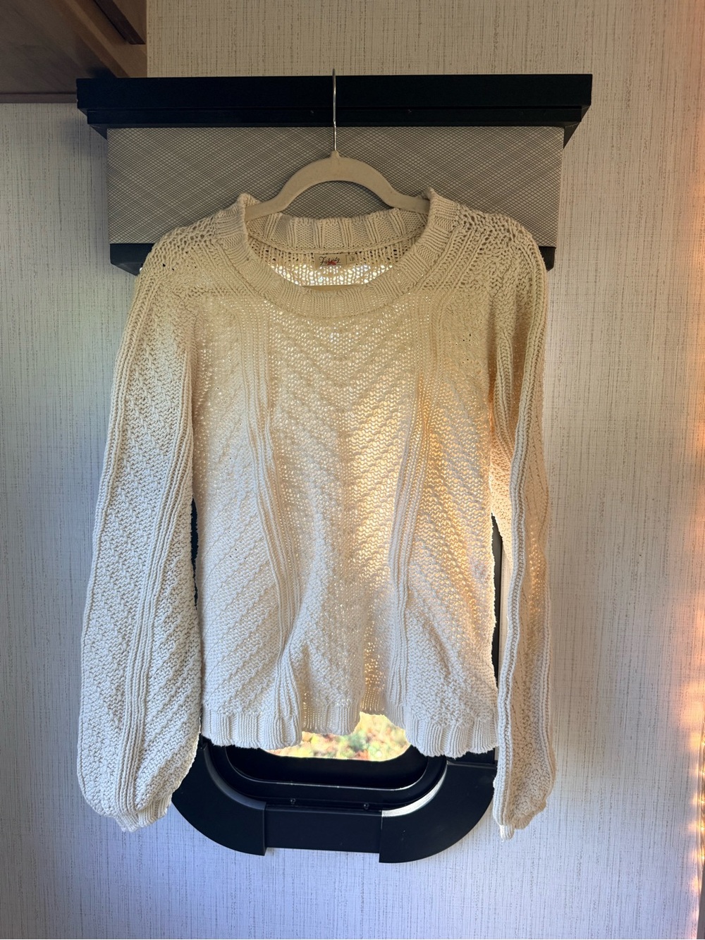 Faherty Ivory 100% Pima Cotton Textured Sweater L